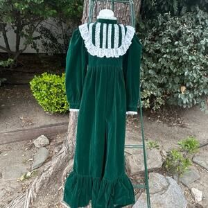 Vtg Velvet Green Dress, Prairie,Victorian Style,Western, Whimsical Girls 10-12